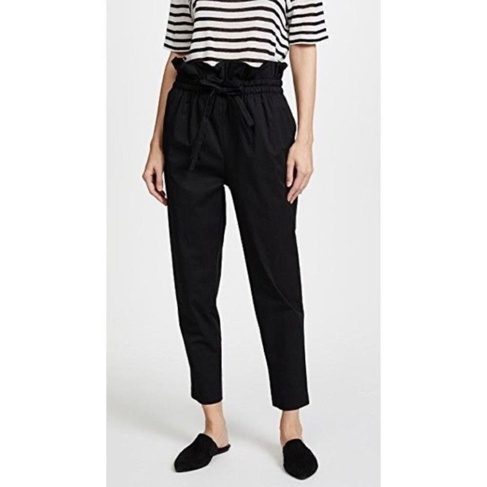 Emerson Thorpe Womens Size XS Heidi Paper Bag Pants In Black Poplin Stretch
